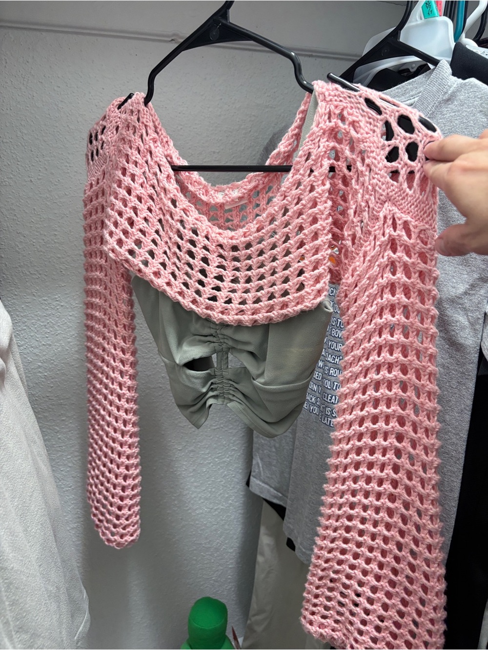 Pink Open-Knit Cropped Sweater - Women's Cropped Layering Top